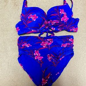 Tommy Bahama high rise bikini bottom and over the shoulder bikini top.